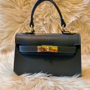 NWOT Blue Italian Leather Mini Bag